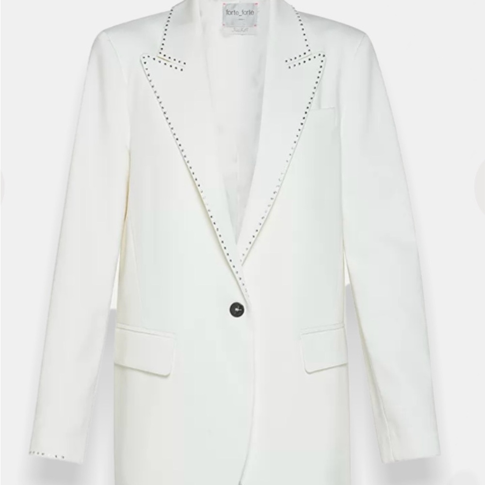 Chic White Blazer with Stud Accents